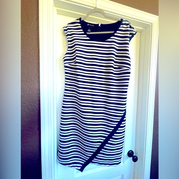 INC Navy striped dress. Fully lined. NWOT - Picture 1 of 7
